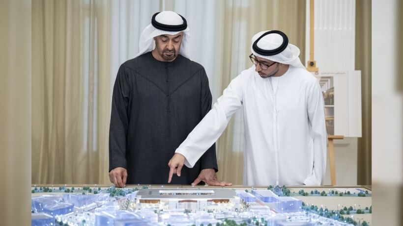 new stadium in abu dhabi UAE President His Highness Sheikh Mohamed bin Zayed Al Nahyan reviewing the design of the new stadium in Abu Dhabi