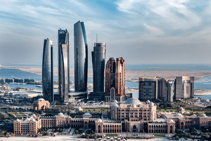 Abu Dhabi Skyline image with Etihad towers and Emirates Palace Hotel