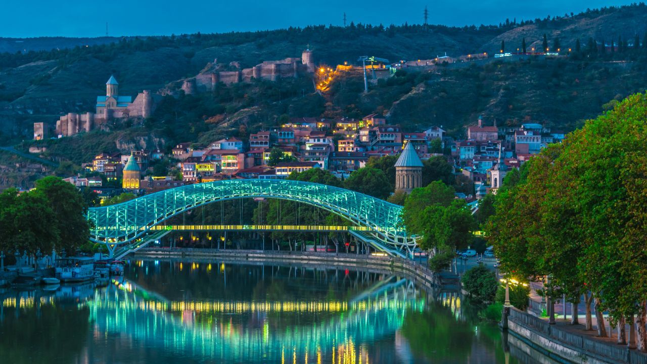 Tbilisi, Georgia after sunset