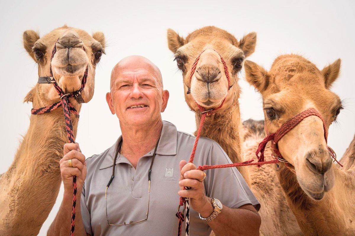 Camels with Australian vet Alex Tinson