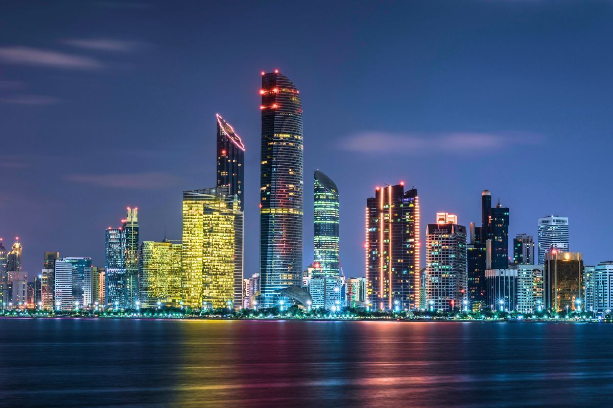 Abu Dhabi skyline at night