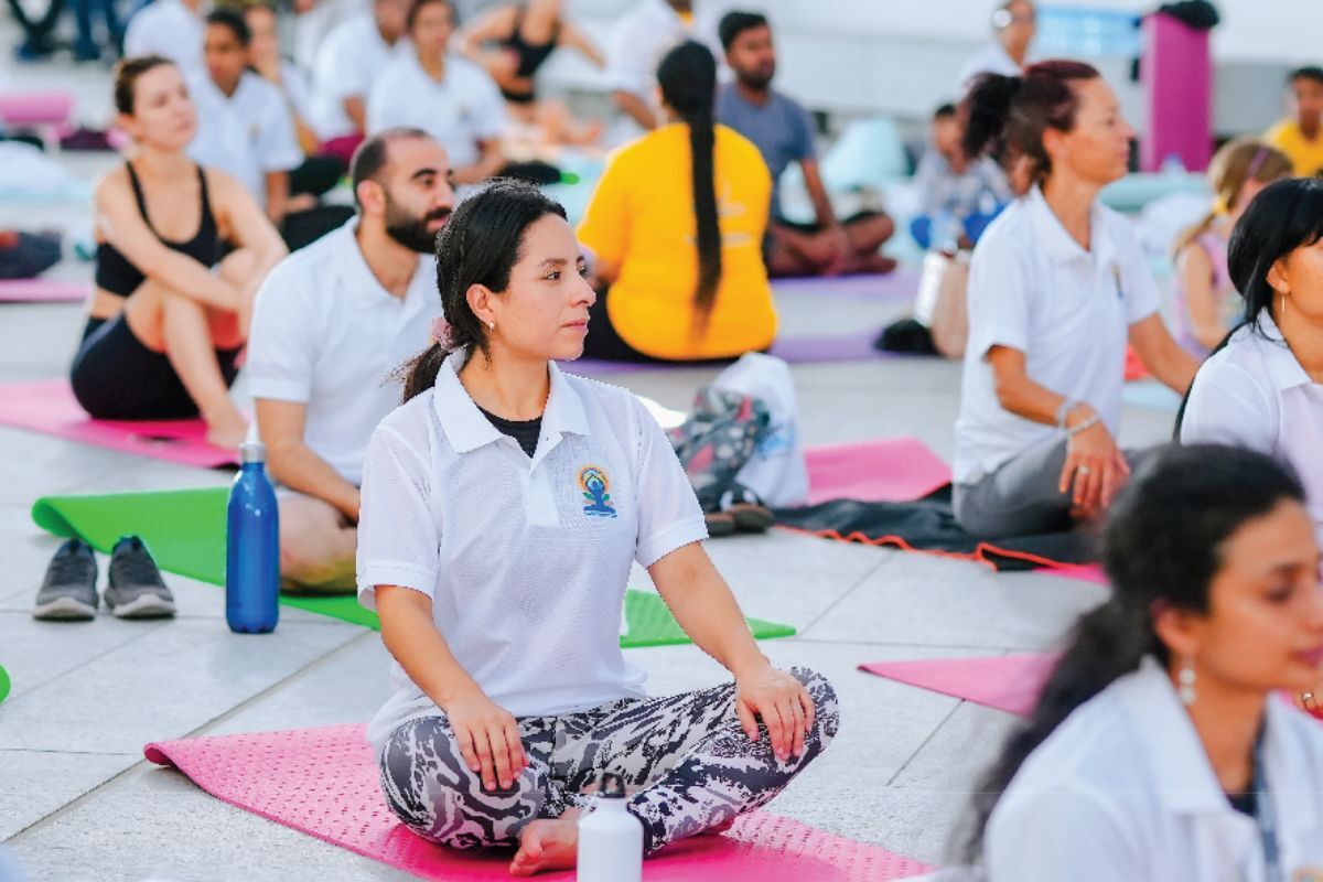 International Yoga Day at Louvre Abu Dhabi People posing for yoga for International Yoga day at Louvre Abu Dhabi