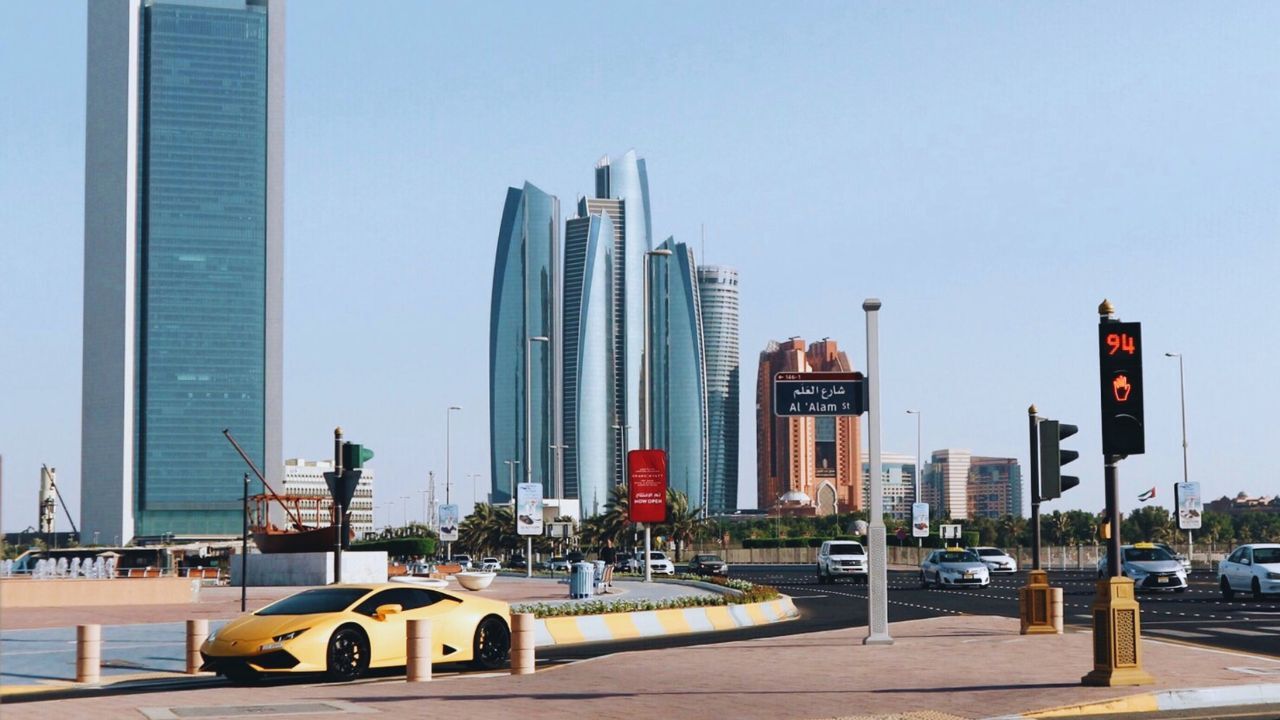 abu dhabi streets abu dhabi road and car